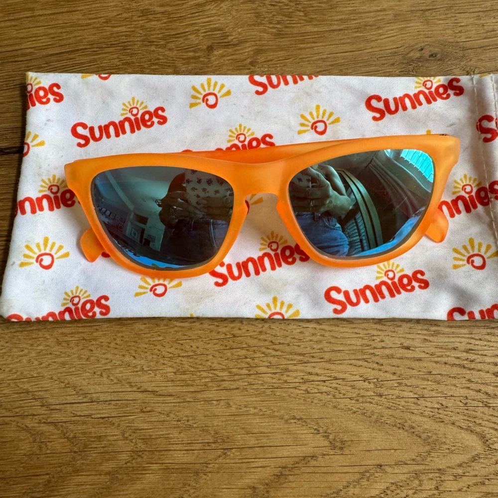 Sunnies Orange Sunglasses with Blue Lenses